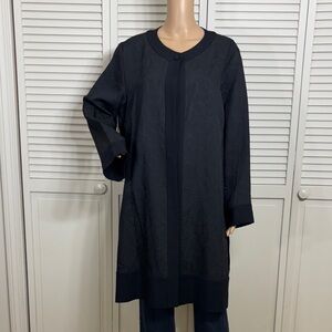 NWT Eileen Fisher Black Long Jacquard Swirl Jacket Large